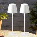 White Rechargeable Table Lamp Set of 2,Cordless Desk Lamp,Small Led Outdoor Table Lamp for Restaurant Dining Table Top Tabletop Lighting,lampara de mesa recargable,Touch Lamp,Wireless Table Lamp