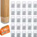 16pcs Square Chair Leg Floor Protectors, Furniture Pads for Hardwood Floors, Furniture Sliders for Chair Legs, Floor Protectors for Chairs, Silicone Chair Leg Caps Cover, Clear, Small