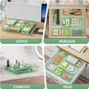 Marbrasse 5 Pack Desk Drawer Organizer Set, Mesh Drawer Storage Trays with 1 Adjustable Divider, Desk Organizers and Accessories, 5 PCS Drawer for Office Supplies, Makeup & Vanity (Green)
