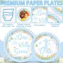 96Pcs One Silly Goose Birthday Party Decoration Silly Goose 1st Birthday Disposable Plates and Napkins Blue Geese Tableware Dinnerware Supplies for Boys Baby Shower Party Favor Serve 24