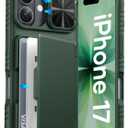 ATATOO for iPhone 17 Case, Built-in Card Holder (Store 3-5 Cards) [RFID] & Sliding Camera Cover, Military Grade Protection, Heavy Duty Sturdy Durable Wallet Cover Case for iPhone 17 6.3" 2025, Green