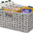 GRANNY SAYS Large Wicker Basket for Storage, Waterproof Baskets for Shelves, Storage Baskets with Handles, Grey Basket for Storage, 1-Pack