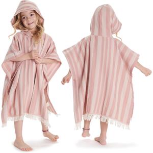 ZICOTO Stylish Hooded Beach Towel for Kids - Extra Soft and Fast Drying Poncho for Toddlers 3-6 Years is Made of Premium Cotton - Perfect Cover Up for Beach Days or Pool and Bath Time Adventures (Rose)