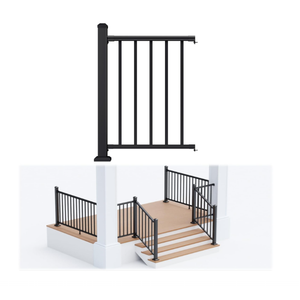 Egadis 36 in. H x 2 ft. W Porch and Deck Railing Kit, Aluminum Railing Kit, Textured AAMA 2604 Powder-Coat Finish Modular Rail System for Outdoor Decks, Porches & Balconies (1 Post, 1 Panel)