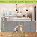 Reinforced 80 Inch Extra Wide Retractable Dog Gate to Prevent Crawling Through, Super Wide XL Retractable Baby Gates for Dog Indoor, Long Baby Gates Indoor Extra Long, Outdoor Mesh Pet Gate, Gray