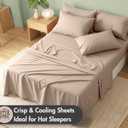 RUVANTI 100% Cotton Full Sheet Set, Percale Full Size Sheets, Sand Stone
