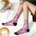 Funny Dress Socks For Men Women Crazy Novelty Casual Graphic Crew Socks Gifts (Pink)