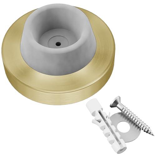 Stainless Steel & Rubber Wall-Mounted Door Stopper by NYCO Architectural Hardware- Heavy Duty Round Door Bumper for Wall & Door Protection- Modern Universal Door Slam Stopper