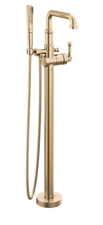 Delta Broderick Floor Mount Tub Filler Trim (Less Handle), 1.75 gpm, Lumicoat Champagne Bronze | Model: T4784-CZ-PR-LHP-FL