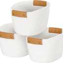 OOOK Storage Basket Set, 3 Pack Baskets for Shelves, White Storage Baskets for Organizing Toys, 11.4"Lx9.4"Wx7.4"H