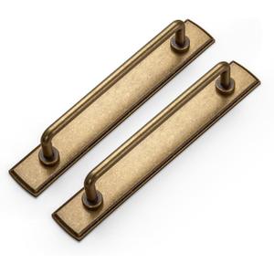 Goo-Ki 2 Pack 5'' Center to Center Antique Brass Cabinet Bar Pulls with Backplate Vintage Drawer Handles Closet Classic Retro Home Kitchen Improvement Hardware