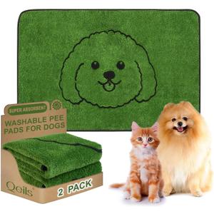 Qeils Reusable Puppy Pads, Washable Pee Pads for Dogs 2 Pack Durable Absorbent Leakproof Dog Training Pads for Home or Travel, Non-Slip Wee Wee Pads Potty Pads 36"x24"