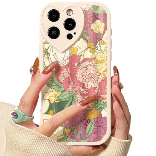 Lovmooful Compatible for iPhone 16 Pro Case Cute Flower Floral with Love Lens Bumper Protector for Girls Women Soft TPU Shockproof Protective Girly for iPhone 16 Pro-Colorful Flower
