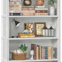 TVU 5-Tier Wooden Book Shelf, 65" Tall Bookshelf with Storage, Floor-Standing Display Bookcase, Farmhouse Style Bookshelf with Arched Base, Suitable for Living Room, Study, Office, Antique White