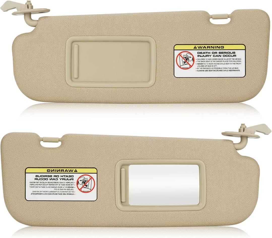 Left & Right Beige Sun Visor for Hyundai Elantra 2011-2015 (NOT fit GT Model), Driver & Passenger Side Sunvisor Replacement 852103X000TX 852203X000TX