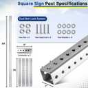 2 Pack 6ft x 2in Galvanized Square Sign Post with 7/16in Holes
