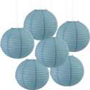 Fun Express 12" Medium Slate Blue Hanging Round Paper Lanterns - 6 Piece