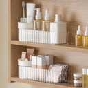 Medicine Cabinet Organizer, Stackable Narrow Makeup Organizer with Brush Holder, Mirror Cabinet Shelves for Kitchen, Bathroom Cabinet, Counter, Vanity (Transparent)