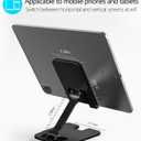 2 x Foldable Cell Phone Stand, Aluminum Adjustable Cell Phone Stand Holder for Desk, Compatible with All Mobile Phones (Black)