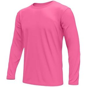 URBAN BUCK Neon High Visibility Lightweight Running Mens Shirt - Workout Swim UPF50+ Basic Short Sleeve Sun T-Shirt for Men Size XL