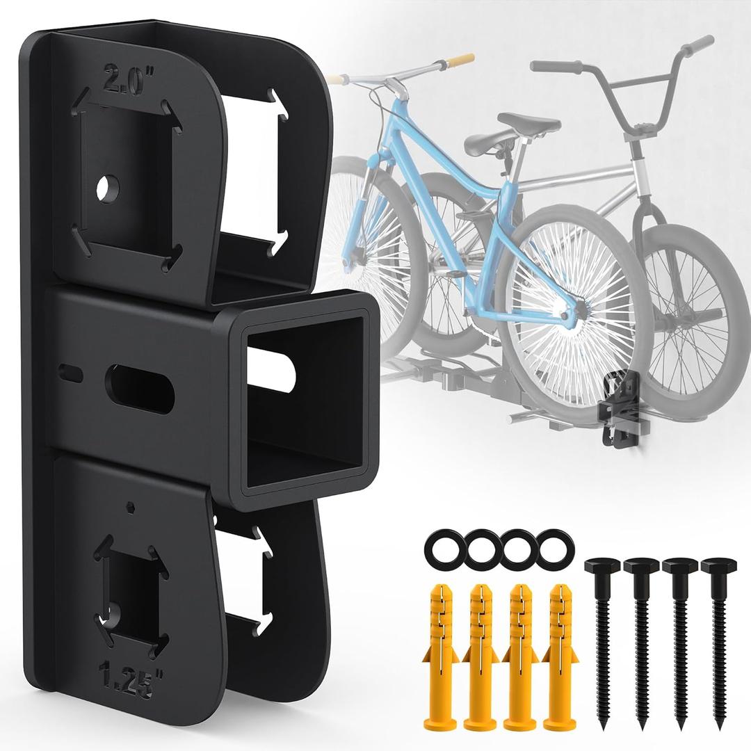 Wall Mount Hitch Receiver 2 Inch, 400LB Trailer Hitch Wall Mount Storage, Bike Rack Hitch Wall Mount Vertical, Wall Mounted Trailer Hitch Receiver Rack Stash for Bicycle Ski Cargo Storage Organizer