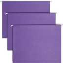Smead Colored Hanging File Folder with Tab, 1/5-Cut Adjustable Tab, Letter Size, Purple, 25 per Box (64072) (Pack of 1)