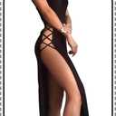 EVILD Sexy Cutout Bodycon Dress Sleeveless High Slit Long Dress Party Bandage Cami Dresses Fit Club Dress for Women (Medium, Black)