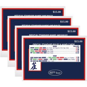 2025 NMJL Mah Jong Card Official Revision - Large Size - (4 Pcs)