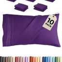 Queen Pillow Cases Set of 10 - Ultra Soft Hotel Quality Pillowcase Covers - Comfy & Wrinkle Free - Shrink, Stain & Fade Resistant - Easy-Care, Machine Washable Pillow Protectors - 10 Pcs Set - Purple