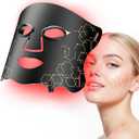 LED Light Therapy mask (E106A) for Face, LED Light Therapy Mask with Adjustable Brightness and Timer, Soft Silicone Red Light Therapy Mask for Home & Travel, Black
