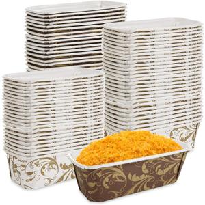 RHBLME Paper Loaf Pan, 100 PACK Disposable Loaf Pans Bakeable Grease Resistant Baking Cake Mold, Microwave Safe Freezer Safe Oven Safe, Kraft Pan Supply for Baking Bread Meatloaf Cake Sweets