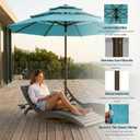 10ft Patio Umbrella, 3 Tier Outdoor Market Table Umbrellas with 8 Fiberglass Ribs and Push Button Tilt, Windproof, Vented Canopy, UV Protection for Deck, Pool, Backyard
