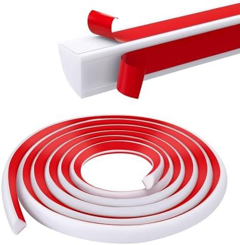 Flexible Quarter Round Trim, 196inch Rubber Peel and Stick Trim Molding, Self Adhesive Bendable Trim Molding for Bathtub, Shower, Counter (196inch, White)