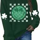 Yimoya St Patricks Day Sweatshirt Women Lucky St Patty Day Shirt Long Sleeve St Patricks Graphic Tops （L, Green-Smile）