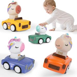 Press to Go Car Toys for Toddlers 1-3, Animal Baby Cars, Push Go Friction Inertia Car, Infant 6-9-12-18 Month, 1st Birthday Gift for 1-2 Year Old Boy Girl, Easter Basket Stuffers