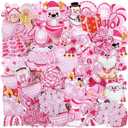 Zeyune 72 Pcs Pink Christmas Iron on Patches, Cartoon Cute Santa Claus Snowflakes Xmas Tree Sew on Patches Embroidered Applique DIY Crafts for Clothing Jackets Hat Backpack Christmas Decor Gifts