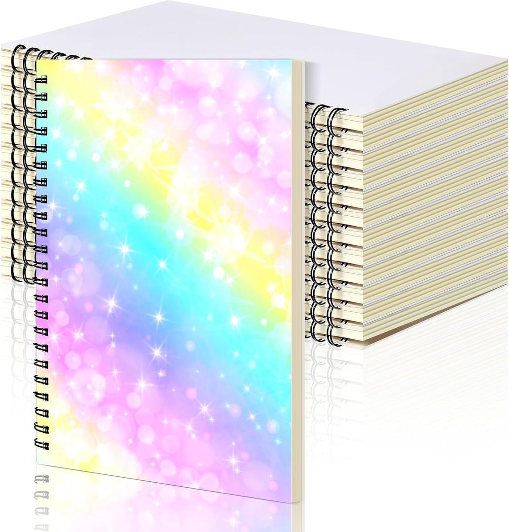 Seajan 12 Pcs Sublimation Journal Blank Notebooks A5 120 Pages Spiral Notebooks Hardcover DIY Notepad for Students Teacher Gifts Favors School Office Home Supplies (8.07 x 5.71 Inch)