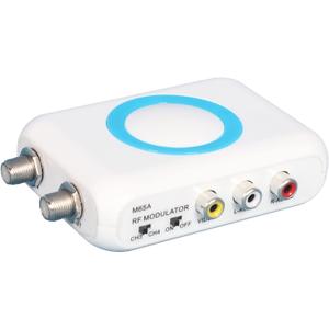 RF Modulator RCA Coax Adapter CVBS VHF Converter w/Channel Switch for VCR DVD Bule-ray Players PS2 PS3 Xbox WII NS Game Console TV Tuner Satellite Set-top Cable Box AV Video to Analog NTSC Coaxial TV