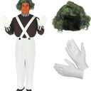 fun shack Mens Chocolate Factory Worker Costume, Chocolate Factory Costume, Candy Costume Adult Men, Movie Character Costumes, Small
