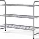 Kitsure Shoe Rack - Stainless Steel Shoe Organizer, Sturdy Shoe Rack for Closet and Front Door Entrance, Free Standing Shoe Shelf, Closet Organizers and Storage, 25.6" Wide - 3 Tier, Grey