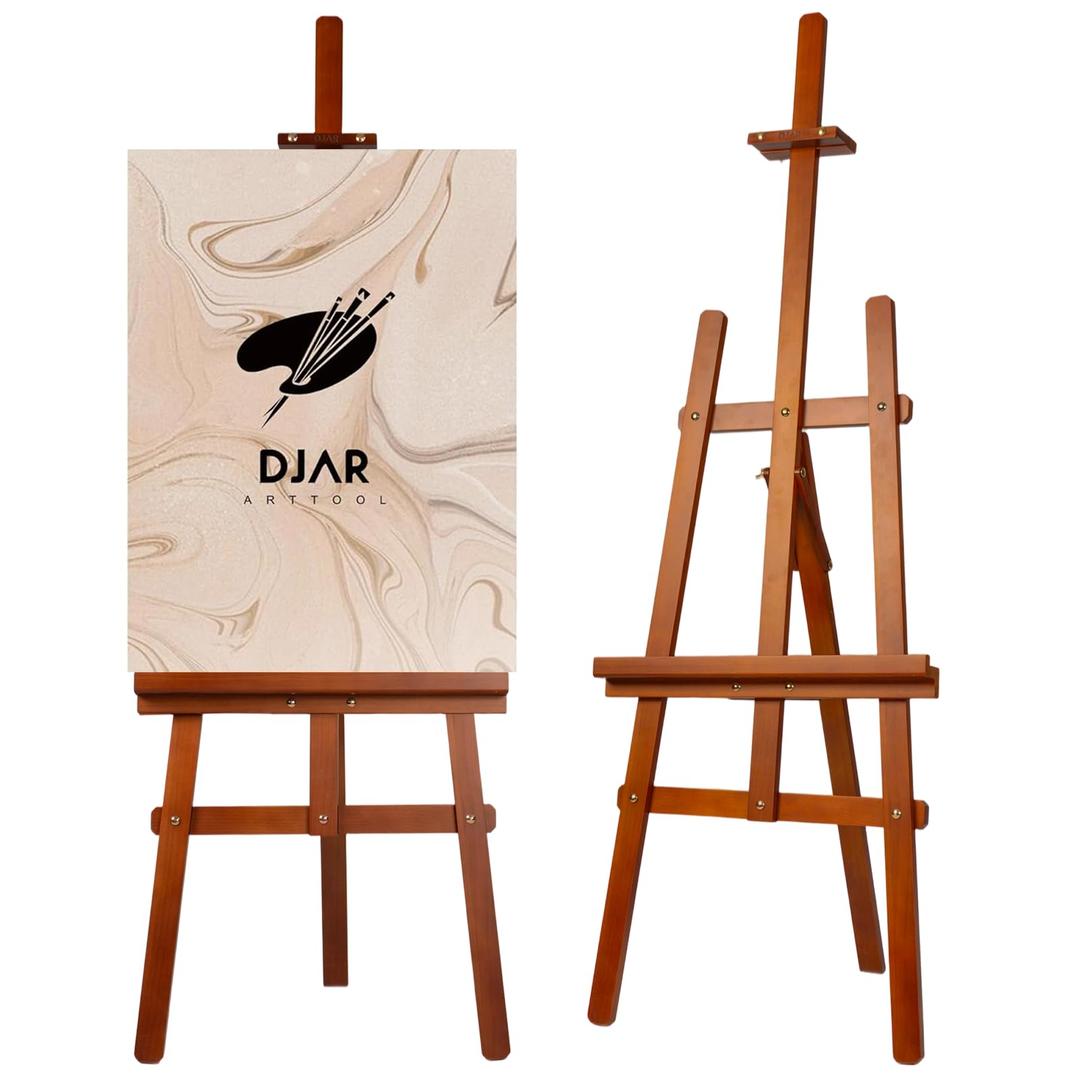 DJAR Wooden Painting Art Easel Stand for Adults, Tool-Less Assembly, Walnut