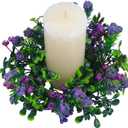 Flower Candle Ring Small Wreath Artificial Purple Lavender Pillar Holder 8 for Spring Wedding Table Centerpieces Home Garland Farmhouse Party Decor