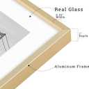 Frametory, 16x20 Metal Picture Frame with Mat for 11x14 Picture & Real Glass, Aluminum Photo Frame Collection (Gold, 2 Pack)