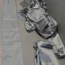 TABLECLOTHSFACTORY 25pcs Silver Satin Chair Sashes Tie Bows Catering Wedding Party Decorations 6 x 106