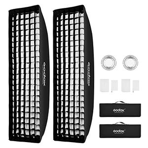Godox 13 x 63 inch Strip Beehive Honeycomd Grid Softbox with Bowens Mount Speedring Compatible for Godox Studio Flash and Other Strobe Lighting&Carry Bag(2PCS) (35 x 160cm)