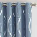 NICETOWN Vintage Blue Patterned Stripe Curtains for Bedroom and Patio, W52 x L84 inch, Wave Line Foil Print Design Morden Home Decor Room Darkening Drapes Room Divider, 2 Panels