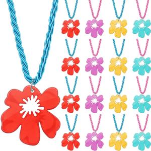 Ecally Hawaiian Luau Party Favors Hibiscus Flower Necklace for Women Tropical Luau Beach Party Decoration Hawaii Summer Bingo Gift Supplies Hawaiian(Multicolor)