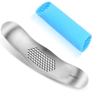 304 Stainless Steel Garlic Press Rocker Set - Premium All-Steel Garlic Mincer, Crusher, Peeler, and Scraper Tool for Effortless Mincing Dual-Handle Garlic Grinder(B0201)
