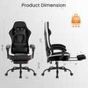 DUMOS Ergonomic Gaming Chair with Footrest, Video Game Chairs, Black, Fabric 20.62"D x 24.8"W x 53.97"H