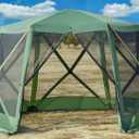 EVER ADVANCED Pop up Screen House Tent for Camping 11.5 x 9.8 ft, Instant Screened Gazebo Canopy with Netting, Portable Shelter Enclosure for Outdoor, Backyard (Army Green)